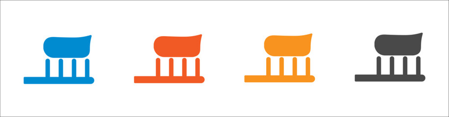 Toothbrush and toothpaste icon. Solid vector icon.