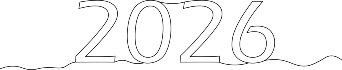 Exciting 2026 new year outline design for creative projects and invitations, a simple and modern drawing to celebrate the coming year with a unique style