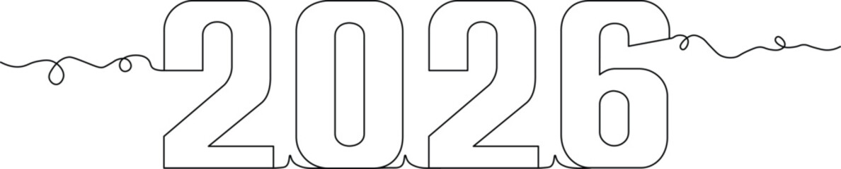Celebrate the upcoming 2026 with a modern minimalist line art design perfect for new year greetings and stylish future-focused projects