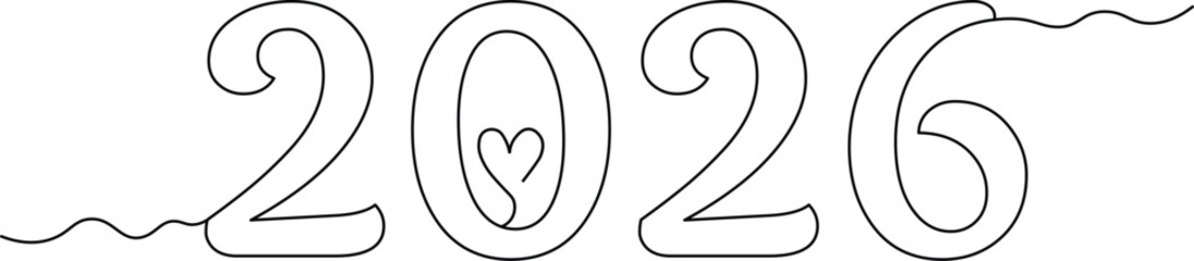 Celebrate the upcoming year with this minimalist 2026 design featuring a subtle heart accent, perfect for greeting cards and festive banners with a touch of love