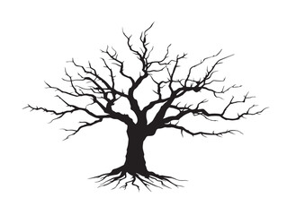 Spooky Vector Art of a Dead Tree with Sinister Exposed Root System