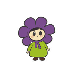 Cute Baby in Flower Costume Hand-Drawn Illustration.
