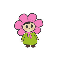 Cute Baby in Flower Costume Hand-Drawn Illustration.