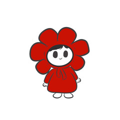 Cute Baby in Flower Costume Hand-Drawn Illustration.