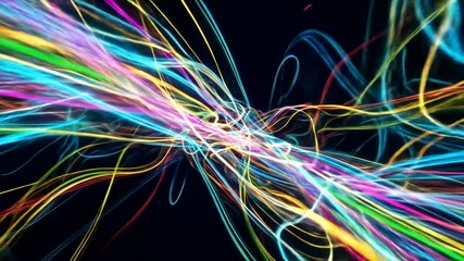 Vibrant light streaks abstract motion background, colorful trails neon glowing effect backdrop - Powered by Adobe