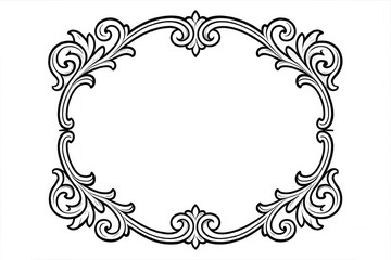 Oval baroque rococo frame decorating design, vintage ornamental gold border, elegant scroll flourish vector art