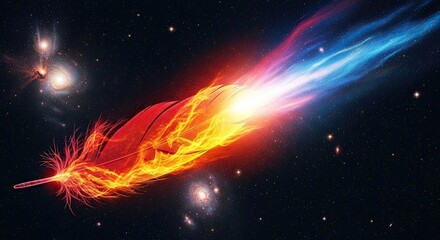 Fiery Feather Trails Through Cosmic Nebula Galaxies