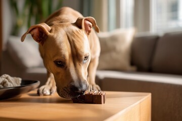 Curious Dog Sniffing Chocolate Bar
