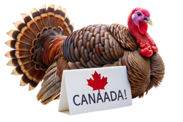 Turkey with canadian flag isolated on transparent background happy canada day