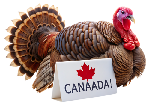 Turkey with canadian flag isolated on transparent background happy canada day