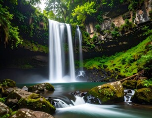 Obraz premium Lush waterfall cascading into a pool