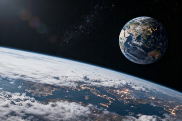 Earth from space with city lights