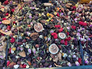 close up of a pile of colorful fruit