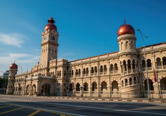 Fototapeta premium Sultan abdul samad building in kuala lumpur, malaysia, with its iconic clock tower