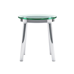 Modern Round Glass Top Table with Sleek Chrome Legs and Design isolated on transparent background.