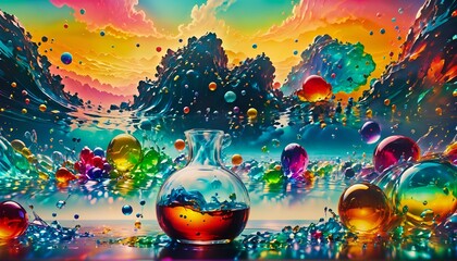 abstract planet background with glass bubbles
