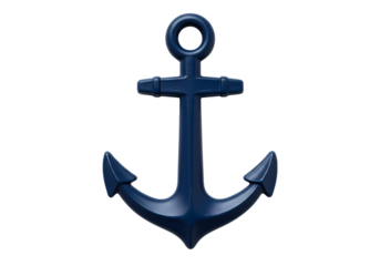 Navy Blue Anchor Icon Perfect for Nautical Themes Maritime Designs and Branding Projects isolated on transparent background