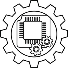 Obraz premium Engineering technology concept with gear and microchip illustration