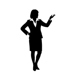 Silhouette of a Young Female Business Person Confidently Explaining a Concept