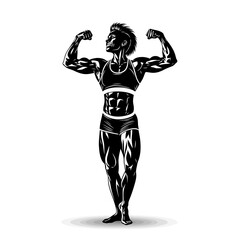 Triumphant Female Bodybuilder Celebrating a Successful Workout