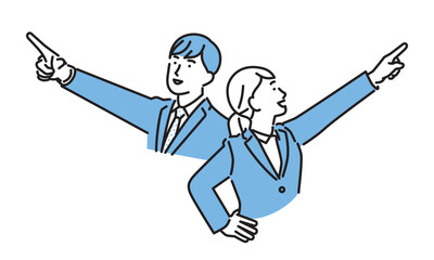 シンプル　イラスト　就職活動中の男性と女性