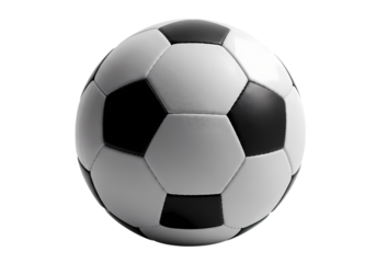 Classic Black and White Soccer Ball isolated on transparent background