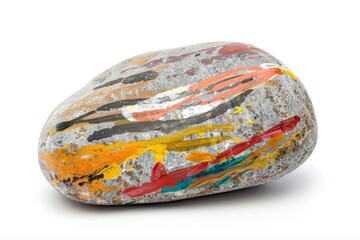 Painted Stone Artwork Creative Expression Rock Art Craft Hobby Colorful on transparent background