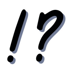 Hand drawn exclamation mark and question mark clipart Single element for design