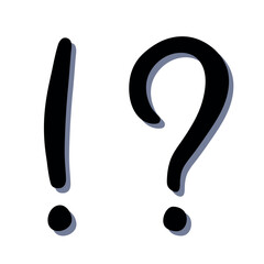 Hand drawn exclamation mark and question mark clipart Single element for design