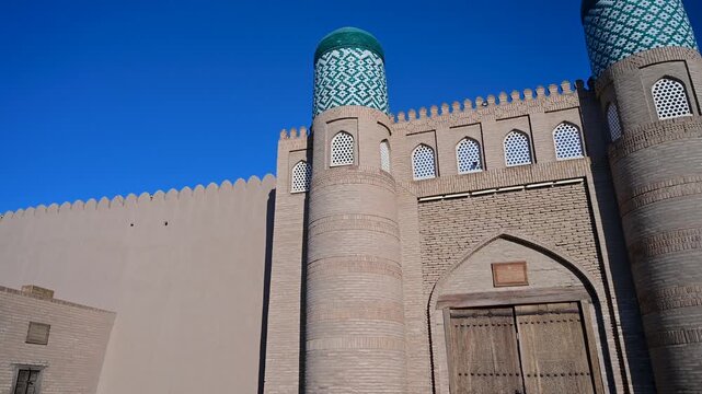 Stunning historic architecture in the center of Khiva, Uzbekistan