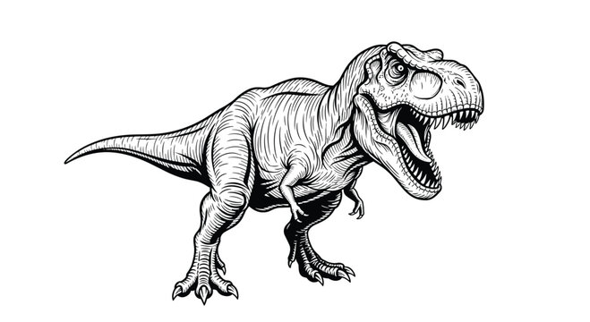 This powerful Tyrannosaurus Rex roars ferociously with its mouth open wide.