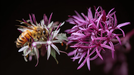 Bee interacts with vibrant flowers showcasing beauty of nature and impact of invasive species on flora
