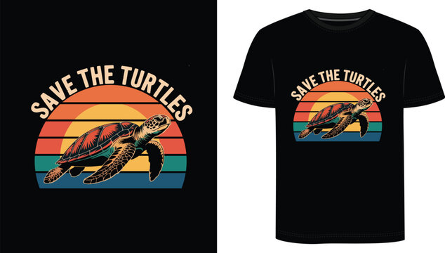 Save The Turtles  T shirt  Design