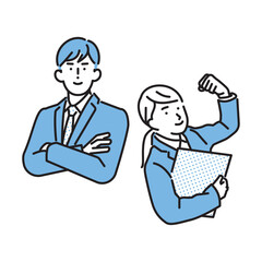 シンプル　イラスト　就職活動中の男性と女性