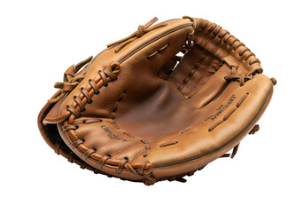 Vintage Baseball Glove Worn Leather Texture isolated on transparent background
