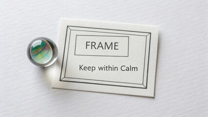 Obraz premium Elegant Frame Design with Inspirational Message and Colorful Decorative Marble on Soft Background for Calmness and Peace