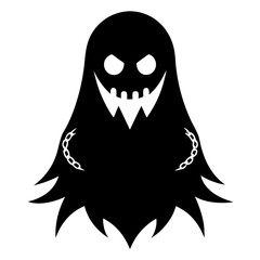 Ghost with chains black and white vector on white background.