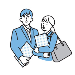 シンプル　イラスト　就職活動中の男性と女性