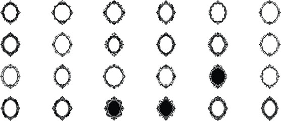 Vector art of collection of decorative geometric shapes, , featuring intricate patterns and symmetrical designs