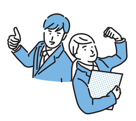 シンプル　イラスト　就職活動中の男性と女性