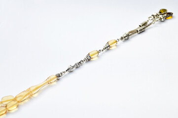Orange and silver beads sequenced, short rosary, tespih tesbih