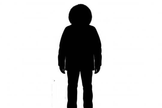 Person silhouette wearing winter hooded jacket standing, representing anonymity, mystery, and privacy, transparent background - Powered by Adobe