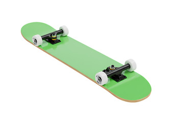 Light Green Skateboard Deck with White Wheels isolated on transparent background
