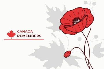 Red poppy flower as a symbol of remembrance for Canada