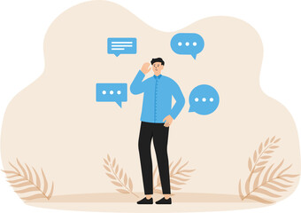 Verbal or oral communication skill, storytelling or explanation, public speaking and talking or discussion, telling message or speech concept
