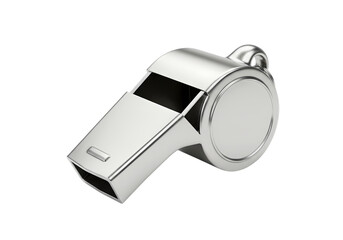 Silver Metal Whistle Referee Coach Official Signal isolated on transparent background