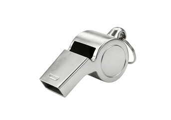 Closeup of a Metal Whistle isolated on transparent background