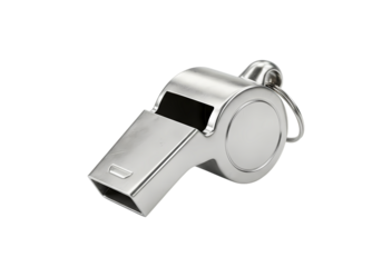 Closeup of a Metal Whistle isolated on transparent background