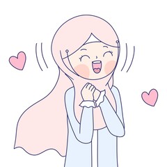 muslim girl is happy. happy hijab girl.