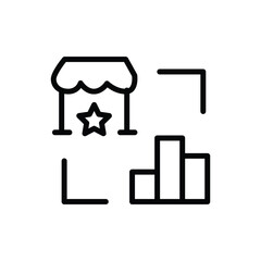 Online shopping e-commerce statistics black line icon design
